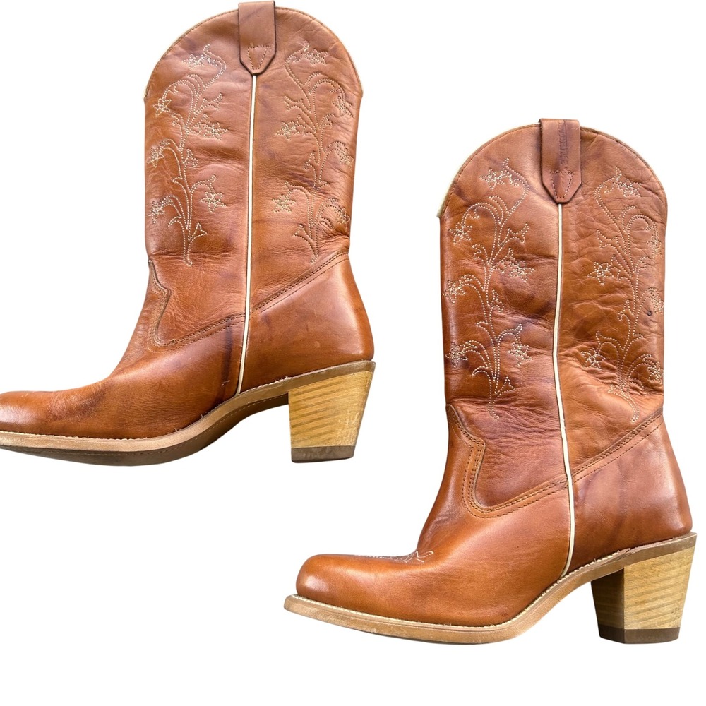 Wolverine Womens Tan Leather Western Heeled Boots - Picture 5 of 11